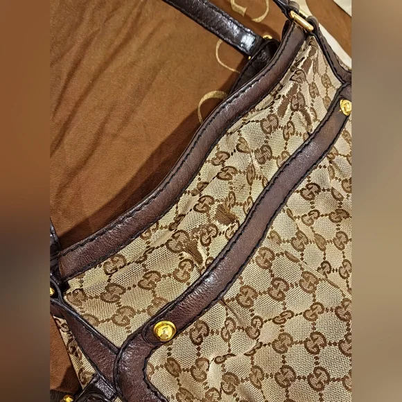 GUCCI Jockey Tote - Canvas with gold hardware - Pre-owned - Picture 11 of 17